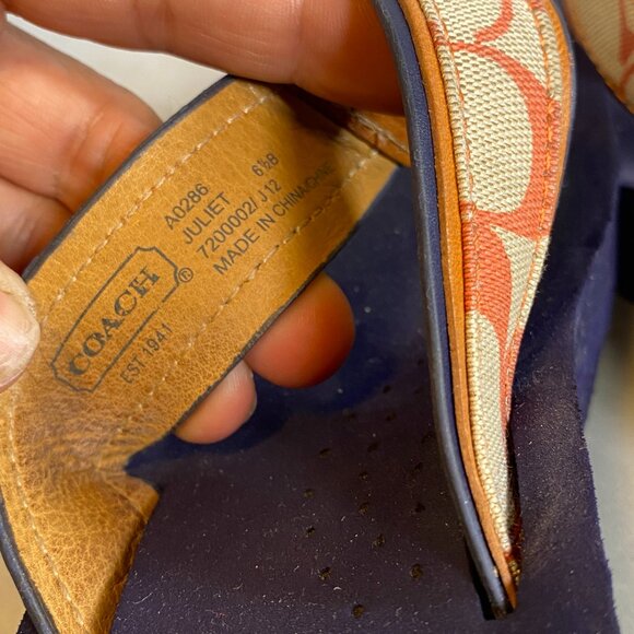 Coach Blue Juliet Flip flop wedge sandal 6.5 - Picture 4 of 4